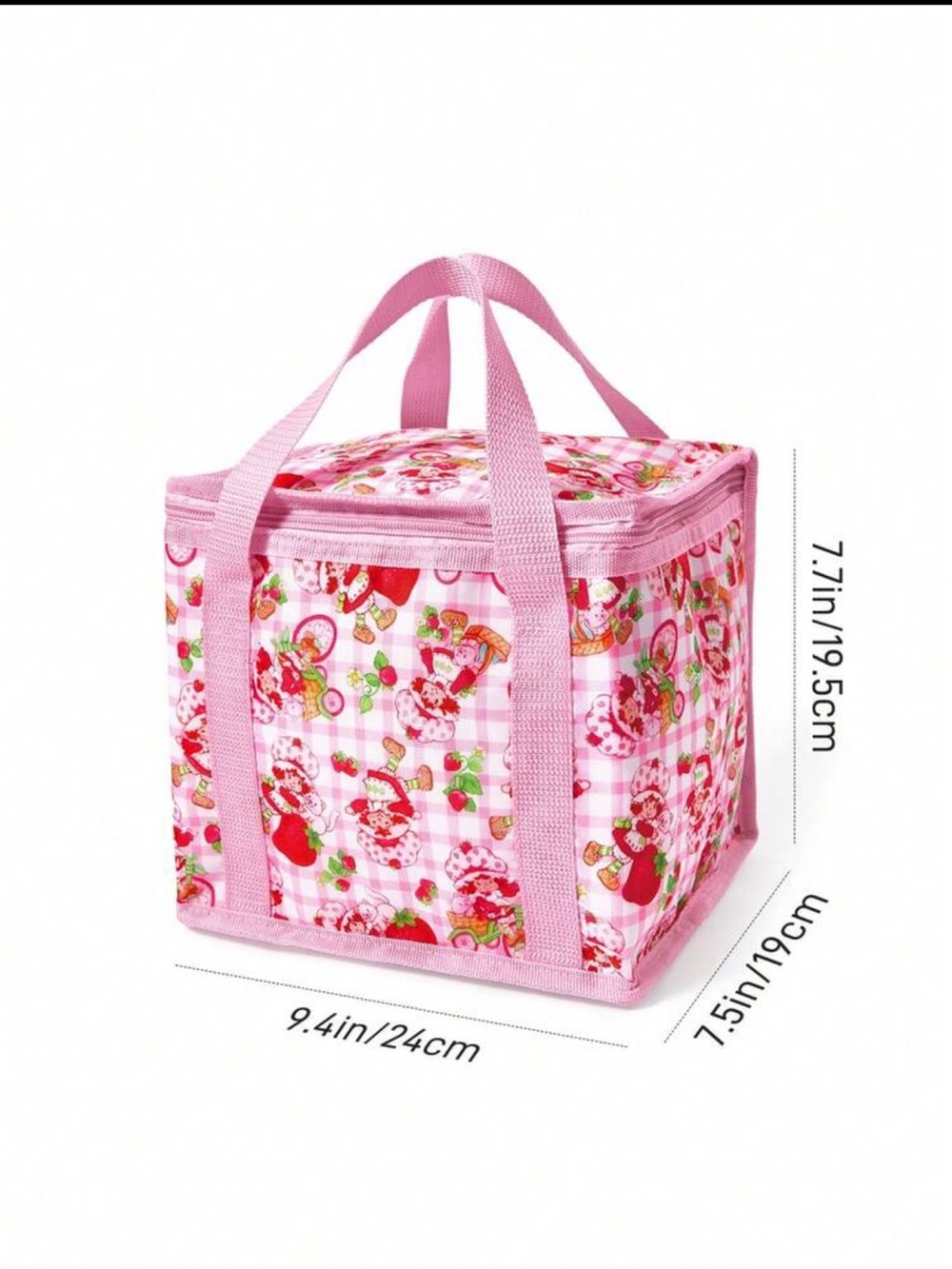 Strawberry Shortcake Retro Pink Gingham Insulated Lunch Bag NEW 🏷️ - Picture 4 of 4